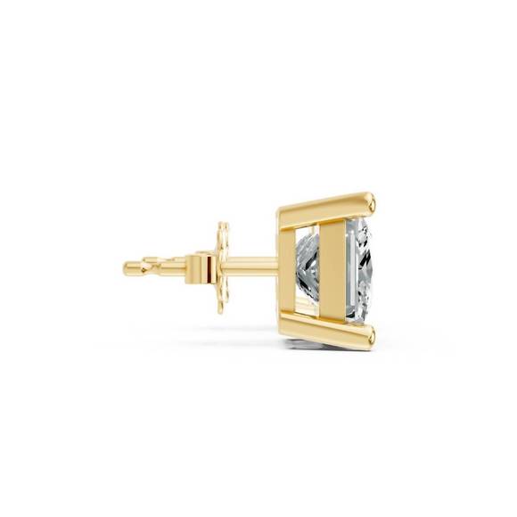 NEW AAMIAA women's princess shape 4 prong push back studs in gold plated sterlin